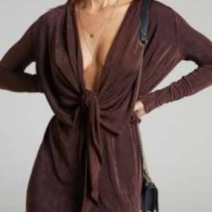 Brown cutout mini dress